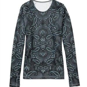 Athleta Sierra Nevada Paisley Long Sleeve Granite Victory M NWT